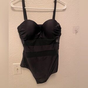 Black Mesh One-Piece Swimsuit